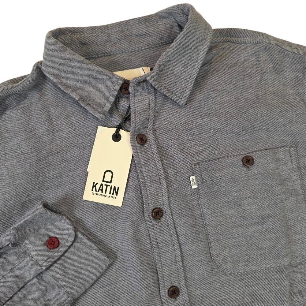Katin Mens M Twiller Flannel Steel Blue Gray Long Sleeve Cotton Shirt WVTWI10